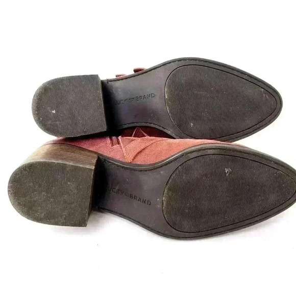 Lucky Brand Loreniah Red Moto Grunge Buckle Ankle Booties - 7.5 - Picture 3 of 11